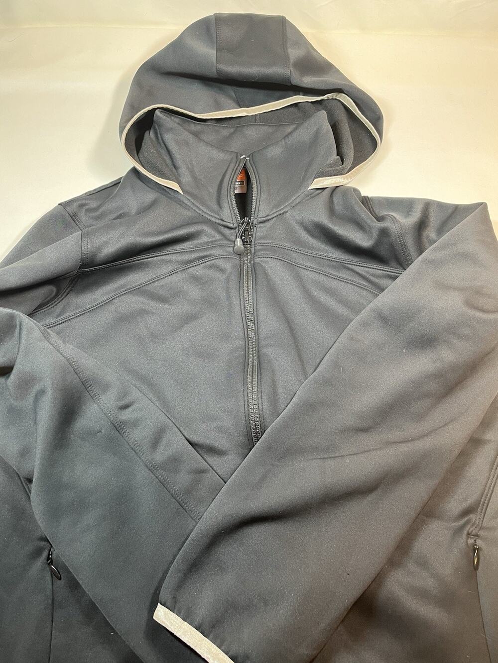 Merrell Jacket Womens Large Black Hooded Full Zip Fleece Lined Pockets